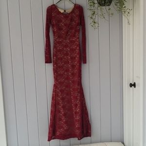 Burgandy lace gown